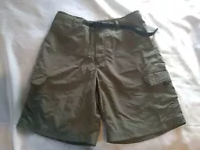 LAND'S END Olive Lined Belted Board Shorts Swim Trunks SZ Medium 32-34 Excellent