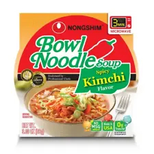 Nongshim Bowl Noodle Spicy Kimchi Ramyun Bowl 3.03OZ 18Ct