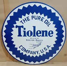 Tiolene Pure oil Porcelain Enamel Metal Sign 30 x 30 Inches 1 side