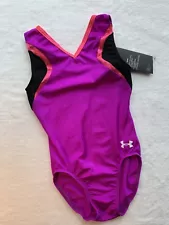 NEW Under Armour GK ELITE gymnastics Leotard PURPLE PINK BLACK Sporty Sz: AXS