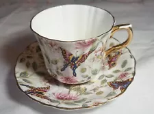 Vtg Old Royal Teacup & Saucer Butterfly & Floral