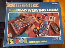 Vintage 1993 Pastime Indian Deluxe Metal Frame Bead Weaving Loom W/Beads Craft