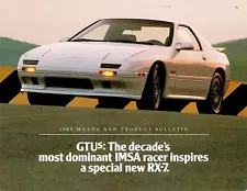 1989 Mazda RX-7 GTUs New Product 4-Page Bulletin Dealer Sales Brochure - Rare!