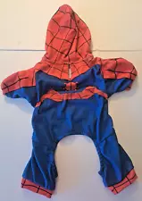 X-Small, Halloween Dog Spiderman PJ's w/Hood Costume, Keyhole for Lead