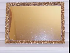 MAKE OFFER-VINTAGE Vanity Mirror Rectangle Boudoir Hollywood Regency Gold