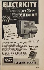 1949 Print Ad Onan Electric Plants for Your Cabin Minneapolis,Minnesota