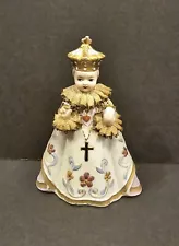 # GORGEOUS VINTAGE NUNS CONVENT PORCELAIN INFANT JESUS OF PRAGUE STATUE 5 1/4"