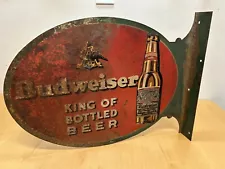 Antique BUDWEISER KING OF BOTTLED BEER Two Sided Sign