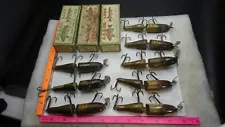 LOT OF 8 Creek Chub 2600 Jointed Pikie Crankbait WOOD GLASS EYES FISHING LURES