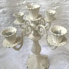 White Metal 5-Candle Tabletop Candelabra. Shabby Chic. Vintage. Special/Any Days