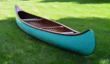 1958 OLD TOWN CANOE, 16' GREEN CANVAS