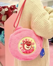 Disney Pixar Fluffy Festival Round Plush Bag Lotso Bear Crossbody Shoulder Bag