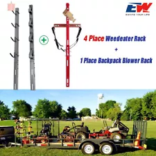 ELITEWILL 4 Place Weedeater Rack & 1 Place Backpack Blower Rack for Open Trailer