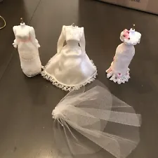 3-Dollhouse Miniature 1:12 Vintage Wedding Dress Mannequin. Silk/lace. OOAK!