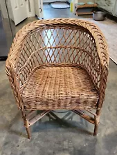 Vintage 19" X 14" Old french Child Rattan Wicker Small Chair Child Chair Kids