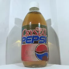 Clear Cola Crystal Pepsi 1990's 16 oz Glass Bottle SEALED, NOT FOR CONSUMPTION