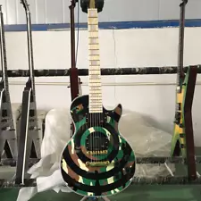 Custom Zakk Wylde Electric Guitar Bullseye Camo LP H-H Pickups Maple Fretboard