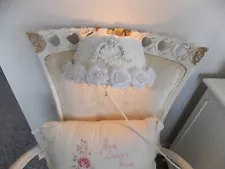 SHABBY COTTAGE CHIC WHITE ROSE HEADBOARD BED LAMP OR NURSERY CRIB LAMP