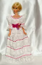 Vintage Barbie Puerto Rico White Pink Gown Dress 1996 (No Doll)