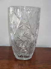 Large Heavy 12" Bohemian Czech Cut Lead Crystal Tall Flower Vase