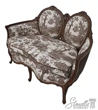 L59624EC: French Louis XV Style Toile Upholstered Highly Carved Loveseat