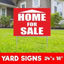 HOME FOR SALE Yard Sign Corrugate Plastic with H-Stakes Lawn Sign Lease Realtor