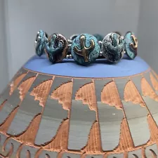 CACTUS SILVER COPPER WESTRN SOUTHWEST STRETCH BRACELET NATIVE AMERICAN SALE