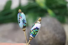 SET of TWO Art Glass Bead VINTAGE Stick Pins *SALE $1 Ship