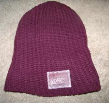 NWT Love Your Melon Maroon Slouch Beanie Women's OS Debossed Leather LOGO