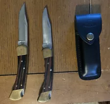 Buck 110 Knife Lot One Finger Groove One Sheath