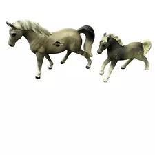 Porcelain Dapple Grey Percheron Draft Horse & Foal Figurine Vintage 1960s Japan