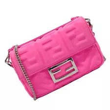 FENDI Nicki Minaj FF Embossed Mini Baguette Crossbody Shoulder Bag Handbag Pink