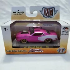 M2 Machines 1971 Plymouth Cuda 440 R15 Pink Ground Pounders 1:64 Scale For Sale