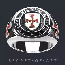 Knights Templar Ring 925 Silver Masonic Signet Freemason Masonry Mason Catholic