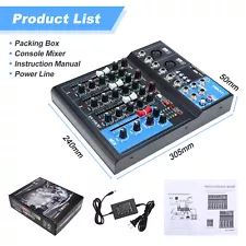 YAECCC 4 Channel Live Studio Stereo Audio Bluetooth Mixer Sound DJ USB Console