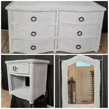 3-Piece White Wicker / Rattan Bedroom Set - shipping not included, ask for quote