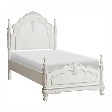 DREAMY ANTIQUE WHITE TWIN YOUTH GIRLS BED BEDROOM FURNITURE