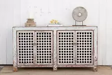 Farmhouse Antique White Lattice Sideboard