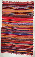 Indian Multi Color Chindi 4x6 FT Vintage Woven Mat Indian Floor Decor Rag Rug