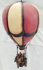 Vintage Hanging Wooden Hot Air Balloon with Basket