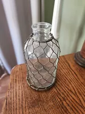 Farmhouse Glass Bottle With Chicken Wire