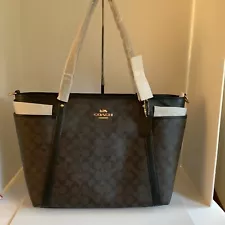 Coach Signature Brown Black Baby Diaper Multi-Func Bag Crossbody NWT