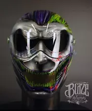 Custom Painted /Airbrushed Motorcycle helmet, Evil Jester Design, Simpson style