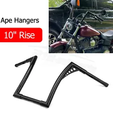 Black 10" Fat Ape Hangers Bar Handlebar For Harley Sportster 883 Dyna Street Bob