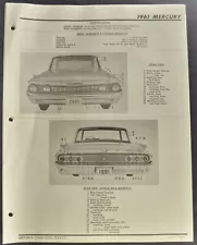 1961 Mercury Crash Parts Sheets Monterey Meteor, Wagon Nice Original 61