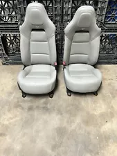 2014-2019 CORVETTE C7 BUCKET SEATS PAIR POWER GRAY LEATHER (HEATED/COOLED)