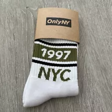 OnlyNy 1997 Half-Crew Socks White Olive Green Black Subway New York City NEW