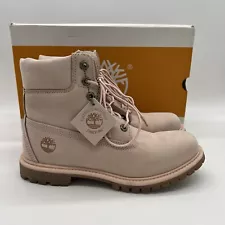 TIMBERLAND PREMIUM 6 IN WATERPROOF BOOT LIGHT PINK NUBUCK SIZE 8.5 US