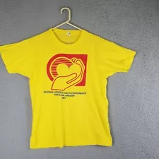 VTG 1987 Jesus T-Shirt Medium Actual Yellow Catholic Single Stitch Portland OR