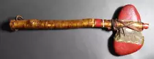 Native American Stone Tomahawk w Decorative Painting - Wood Handle